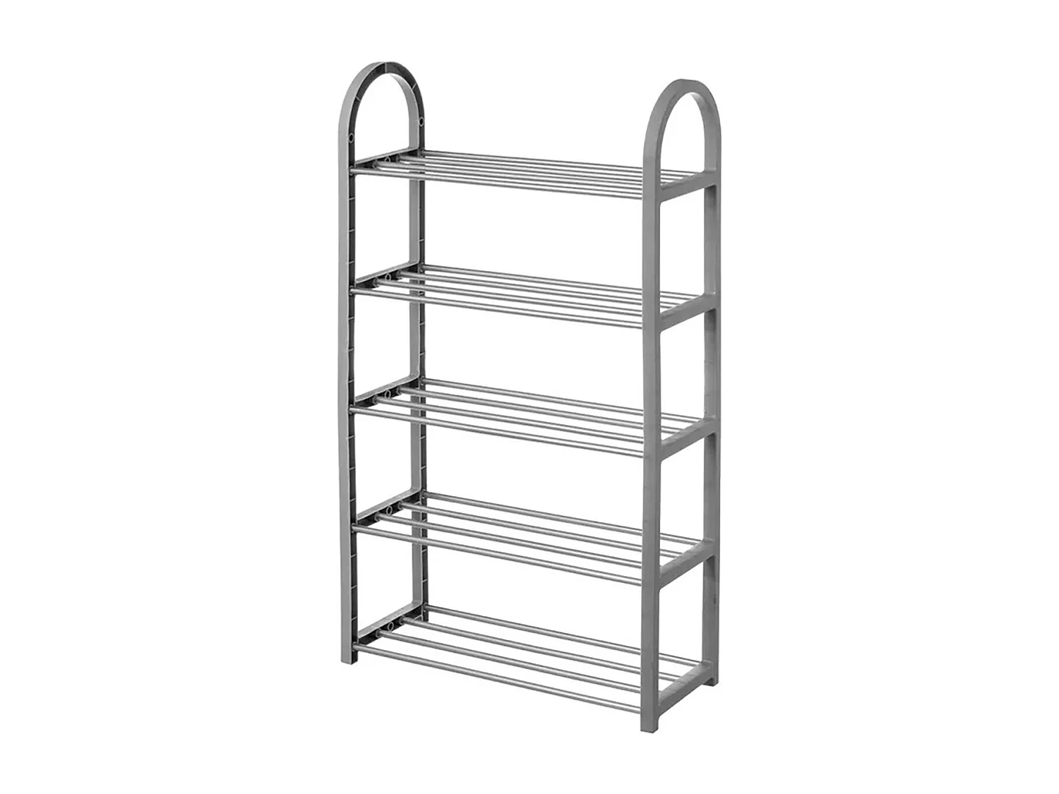 Etagère à chaussures, meuble de rangement coloris chrome/gris - Longueur 50 x Profondeur 19 x Hauteur 82 cm -
