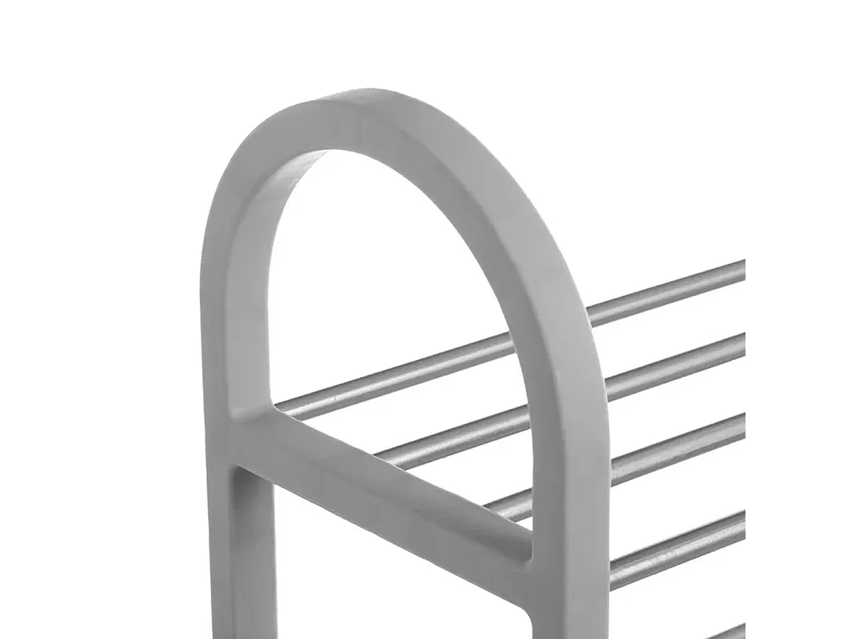 Etagère à chaussures, meuble de rangement coloris chrome/gris - Longueur 50 x Profondeur 19 x Hauteur 82 cm -