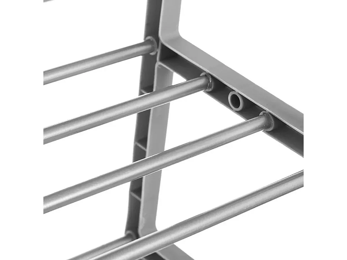 Etagère à chaussures, meuble de rangement coloris chrome/gris - Longueur 50 x Profondeur 19 x Hauteur 82 cm -