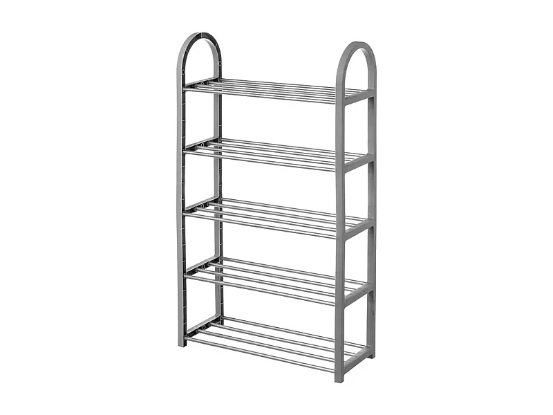 Etagère à chaussures, meuble de rangement coloris chrome/gris - Longueur 50 x Profondeur 19 x Hauteur 82 cm -