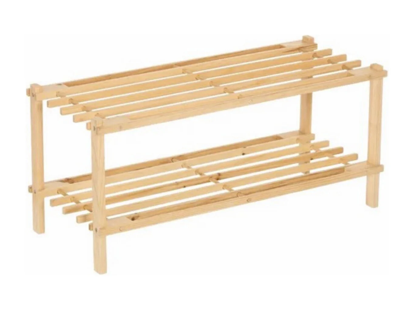 Meuble à chaussures en bois de sapin coloris naturel - Longueur 64 x Profondeur 26 x Hauteur 29,50 cm