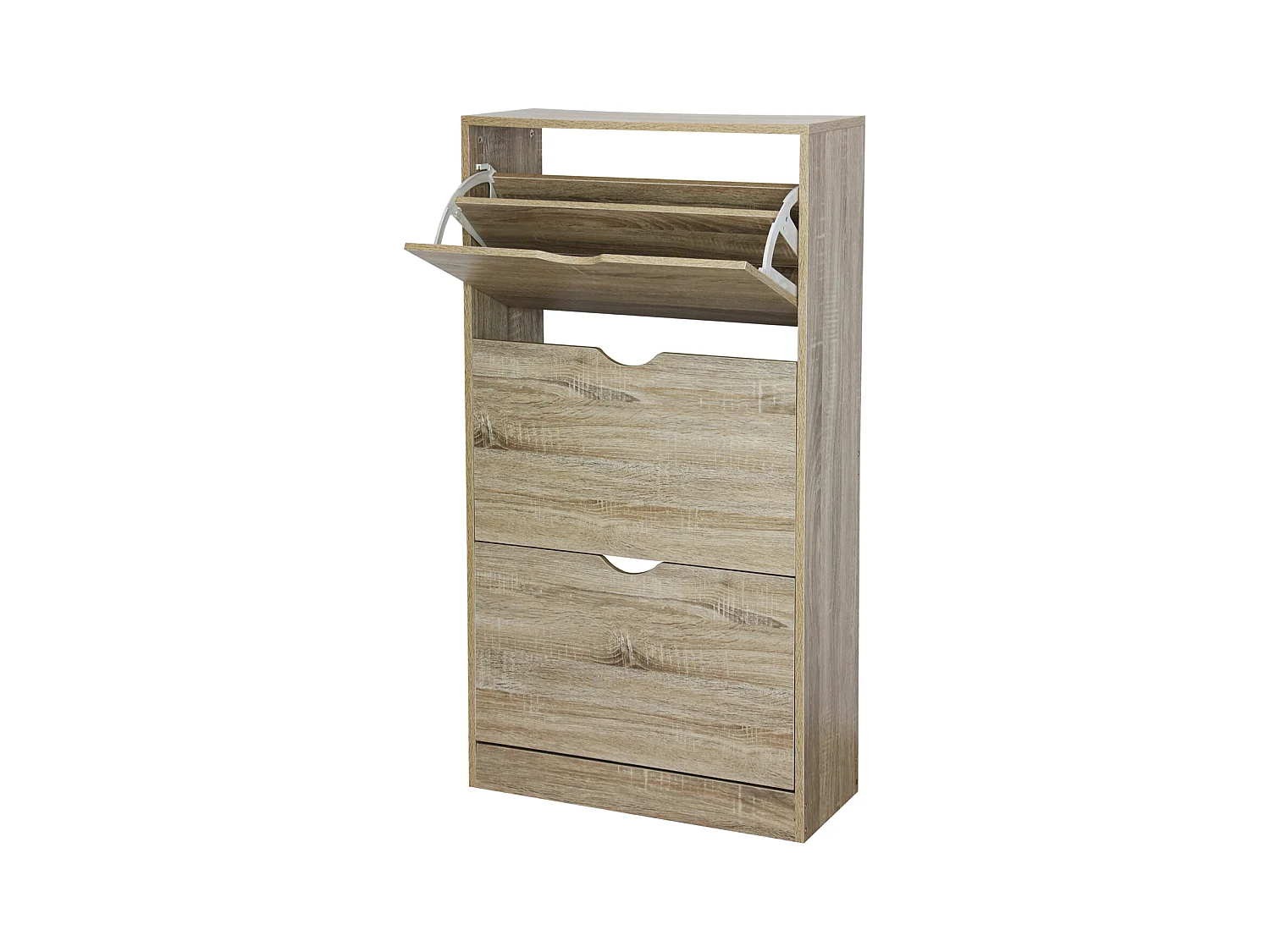 Meuble à chaussures coloris chêne avec 3 étagères - Longueur 60 x profondeur 24 x Hauteur 118 cm