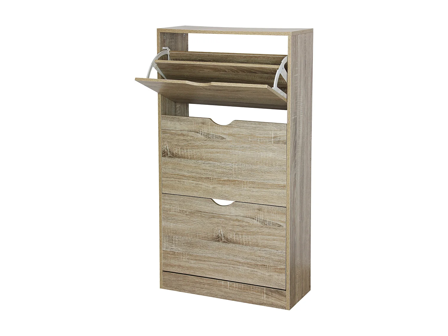 Meuble à chaussures coloris chêne avec 3 étagères - Longueur 60 x profondeur 24 x Hauteur 118 cm