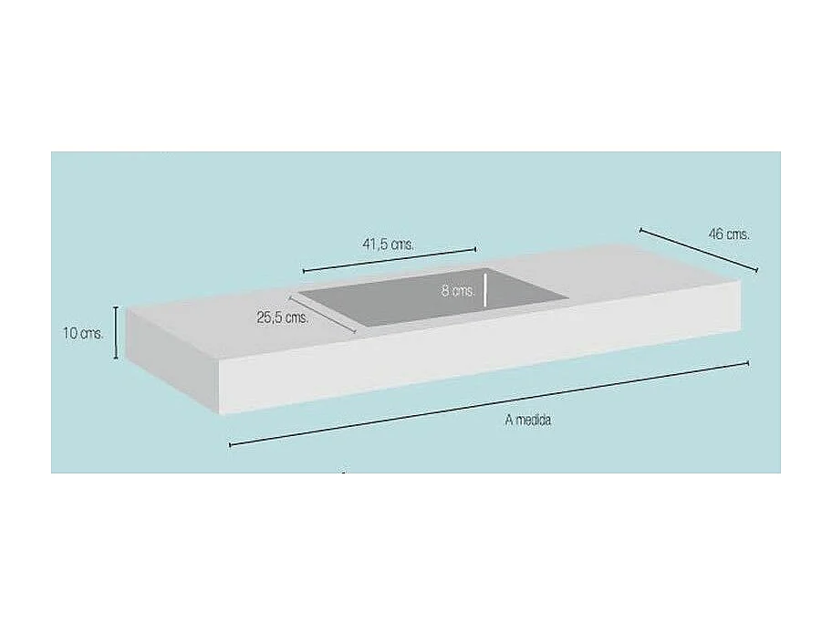Encimera Inca + 1 Lavabo + Faldón Solid Surface - Con un agujero