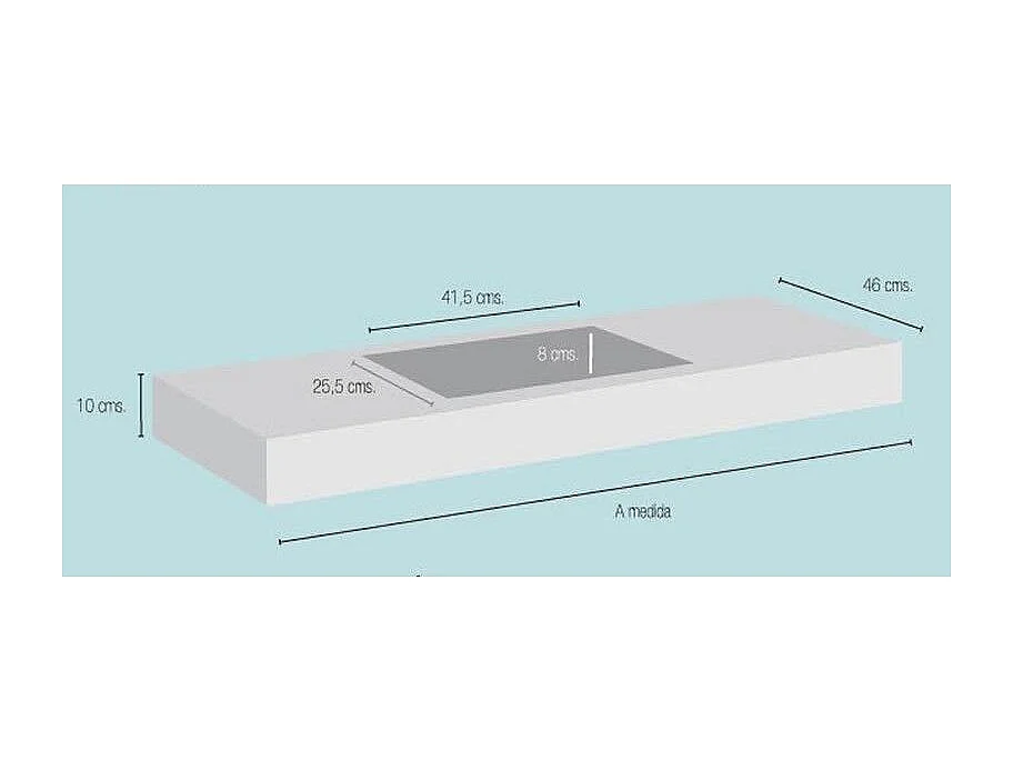 Encimera Inca + 1 Lavabo + Faldón Solid Surface - Sin agujero