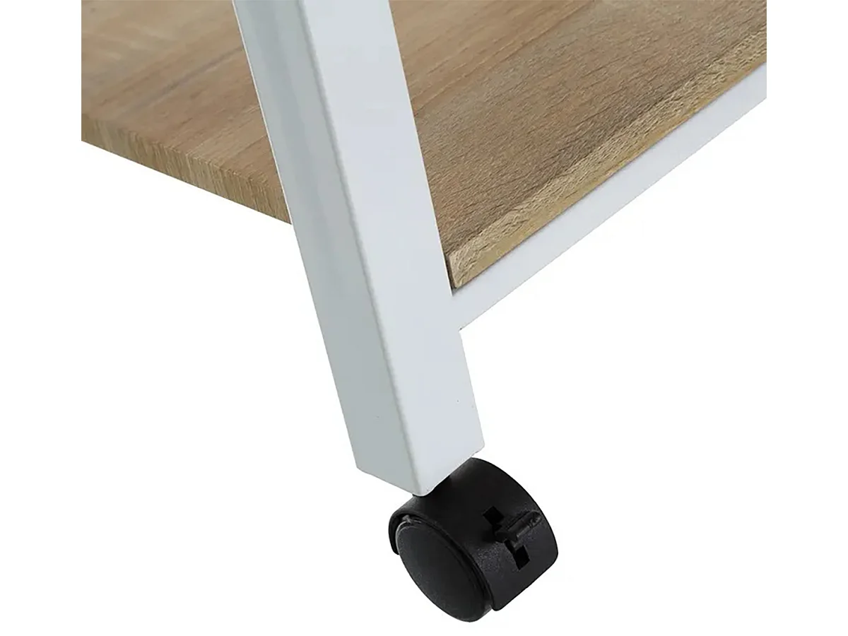 Chariot de cuisine, desserte de cuisine avec 1 tiroir coloris blanc/chêne - Longueur 42 x Profondeur 38 x Hauteur 81 cm