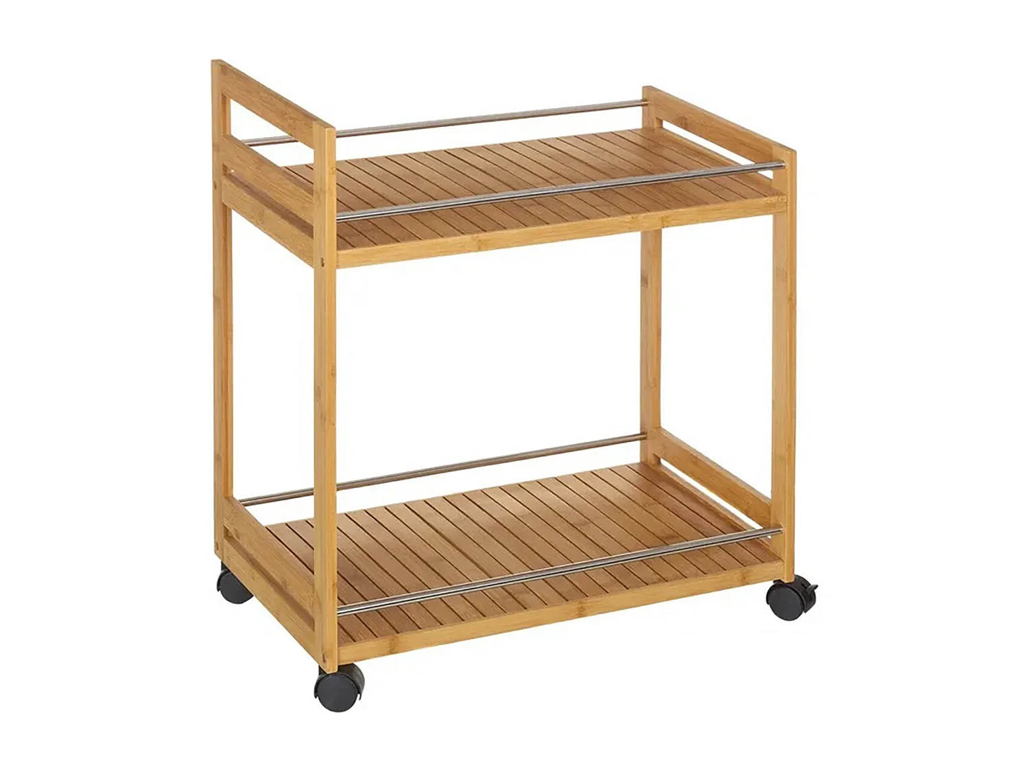 Table de service, chariot de service à roulettes en Bambou coloris naturel - Longueur 55 x Profondeur 32 x Hauteur 62,50 cm