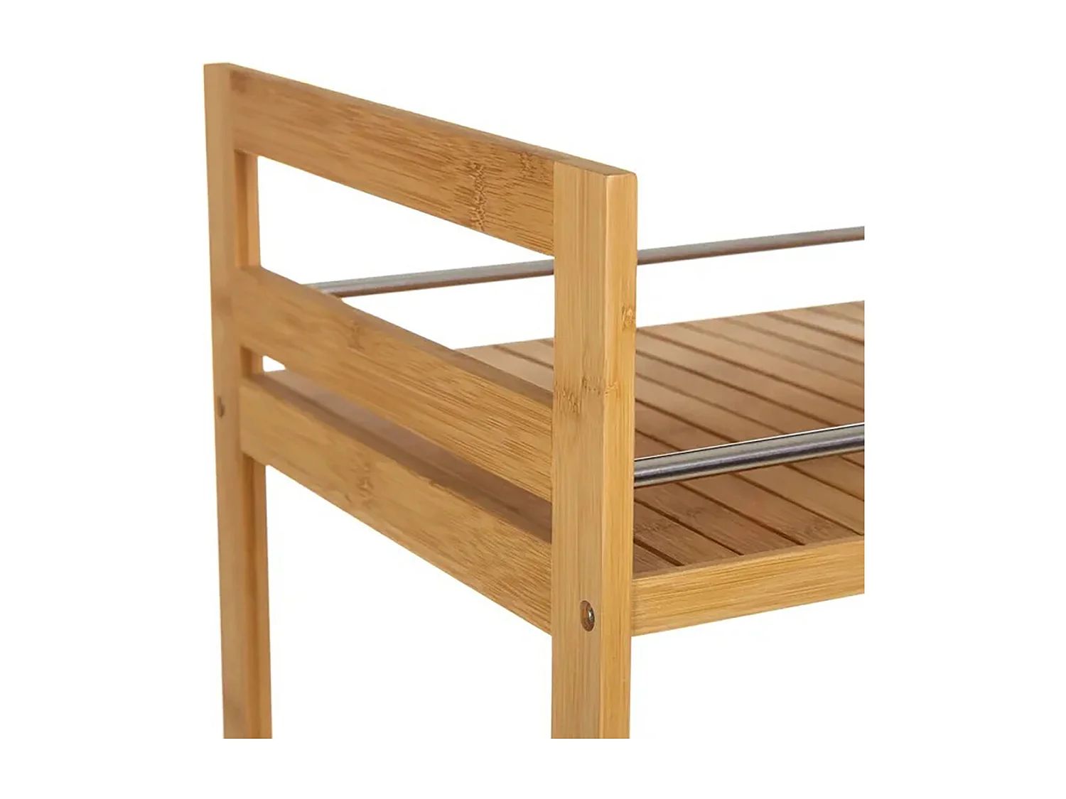 Table de service, chariot de service à roulettes en Bambou coloris naturel - Longueur 55 x Profondeur 32 x Hauteur 62,50 cm