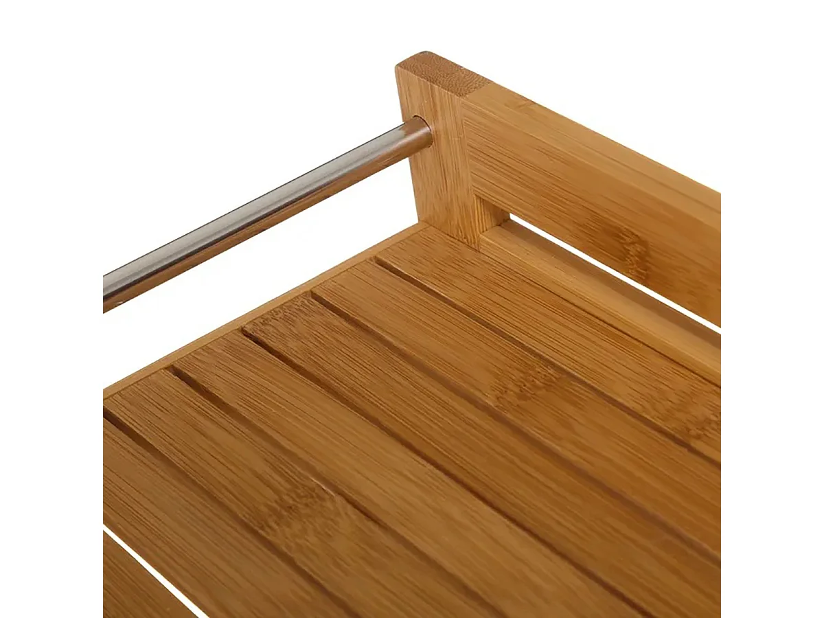 Table de service, chariot de service à roulettes en Bambou coloris naturel - Longueur 55 x Profondeur 32 x Hauteur 62,50 cm