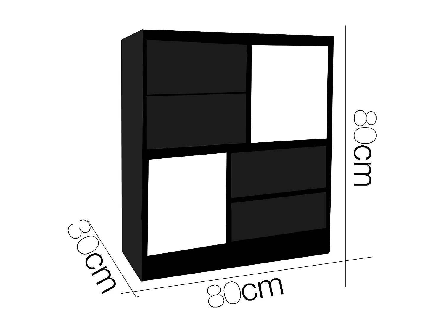 Bibliothèque meuble étagère meuble de rangement coloris naturel - longueur 80 x profondeur 30 x hauteur 80 cm