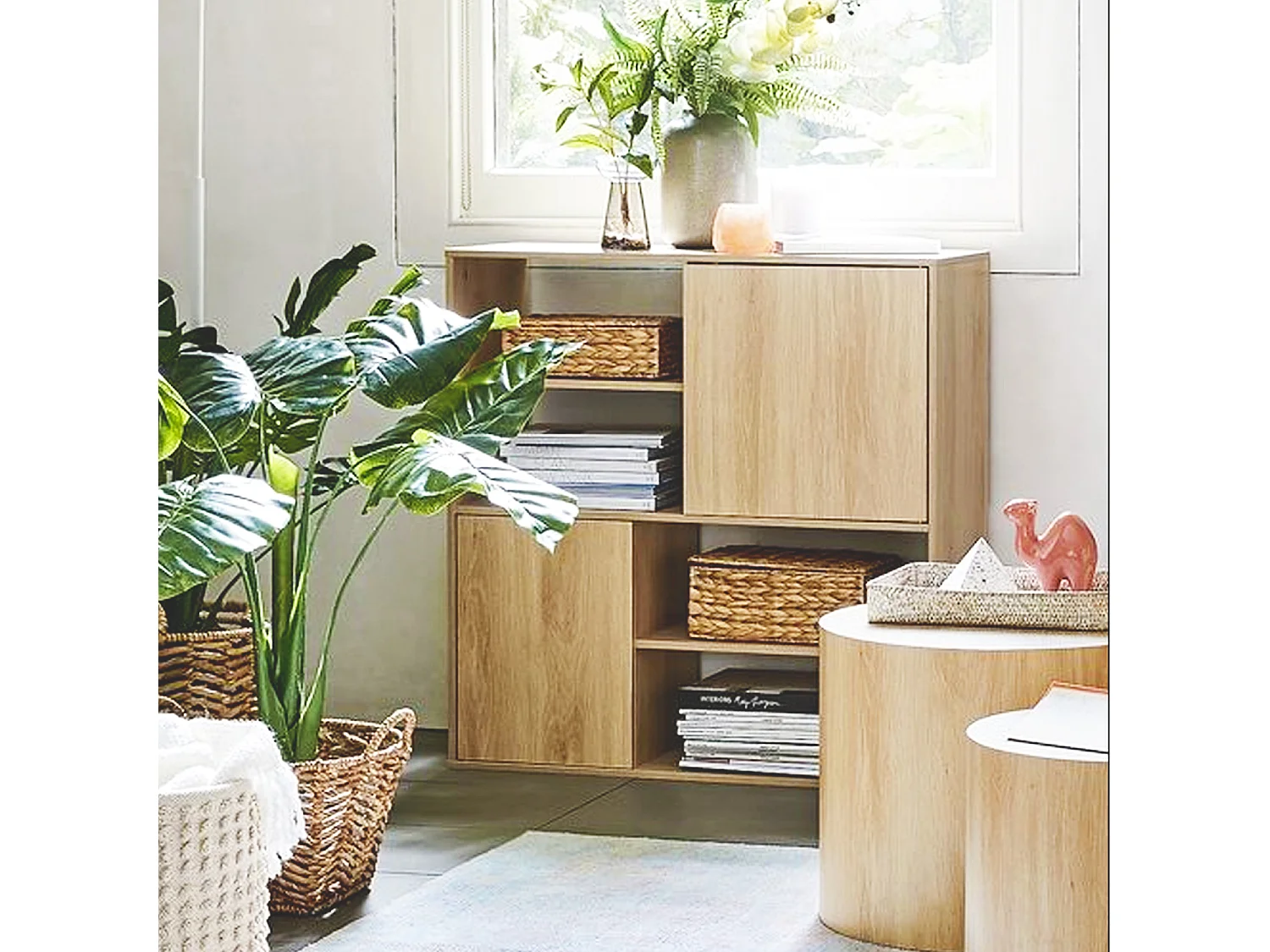 Bibliothèque meuble étagère meuble de rangement coloris naturel - longueur 80 x profondeur 30 x hauteur 80 cm