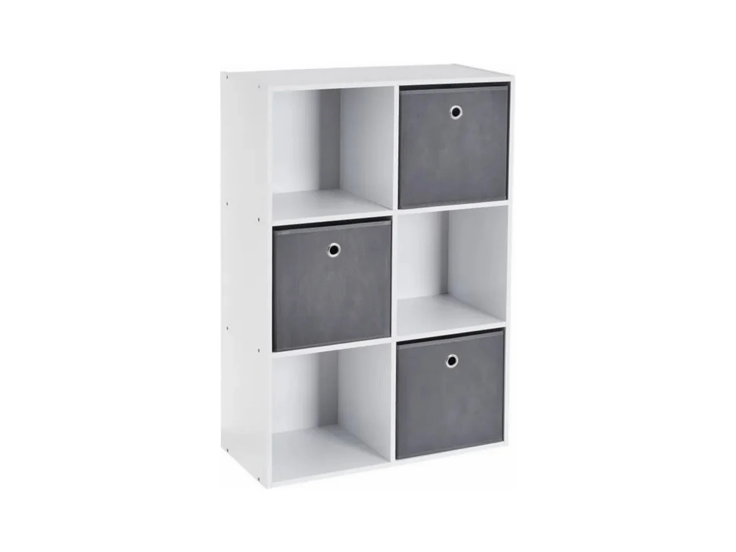 Bibliothèque étagère meuble de rangement coloris blanc/gris - Longueur 60 x Profondeur 28 x Hauteur 89 cm