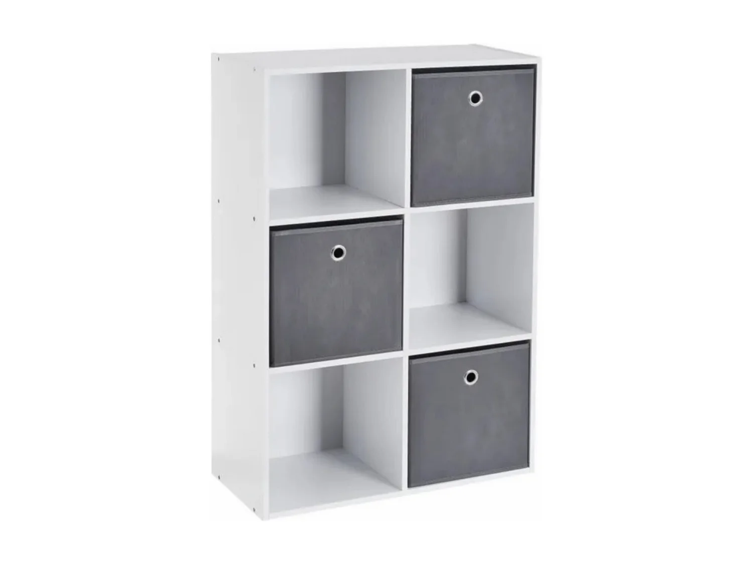 Bibliothèque étagère meuble de rangement coloris blanc/gris - Longueur 60 x Profondeur 28 x Hauteur 89 cm