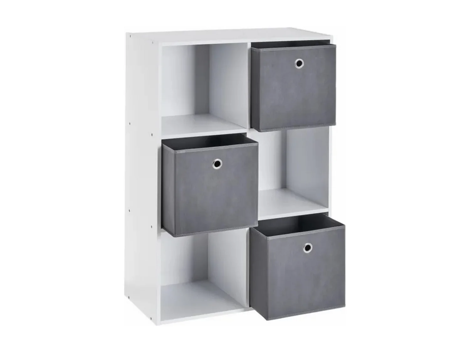 Bibliothèque étagère meuble de rangement coloris blanc/gris - Longueur 60 x Profondeur 28 x Hauteur 89 cm