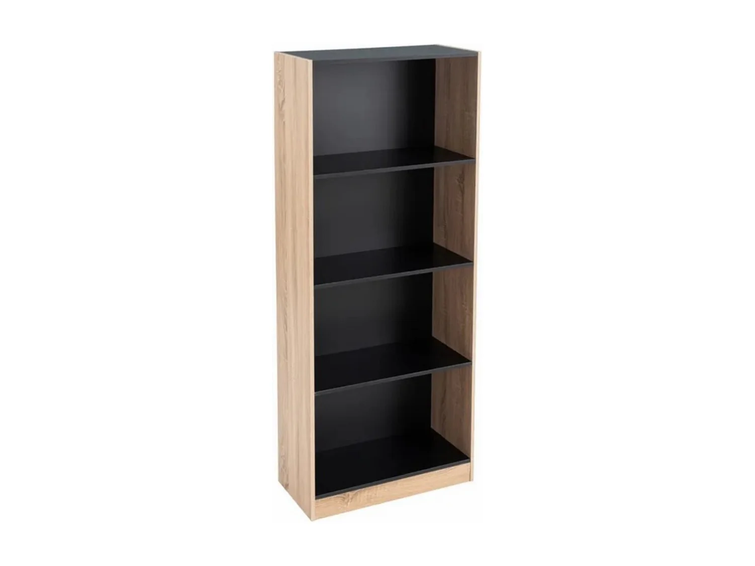 Bibliothèque meuble étagère coloris naturel/noir - Longueur 60 x Profondeur 29 x Hauteur 147 cm