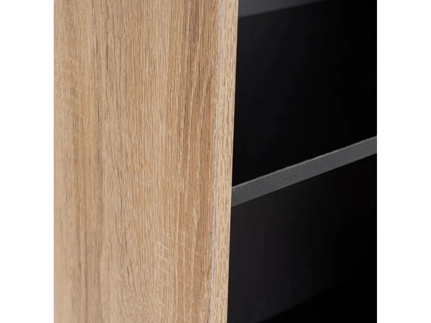 Bibliothèque meuble étagère coloris naturel/noir - Longueur 60 x Profondeur 29 x Hauteur 147 cm