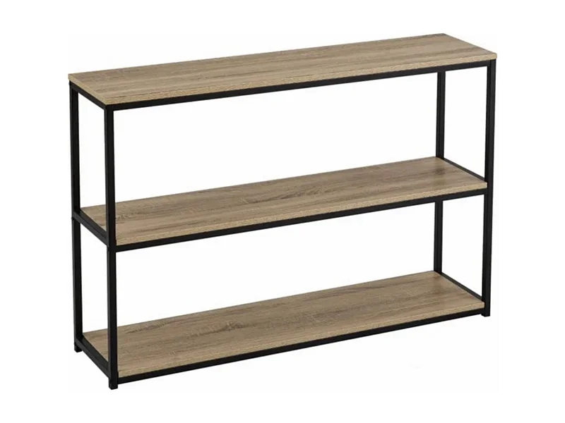 Bibliothèque meuble étagère coloris naturel/noir - Longueur 120 x Profondeur 30 x Hauteur 80 cm