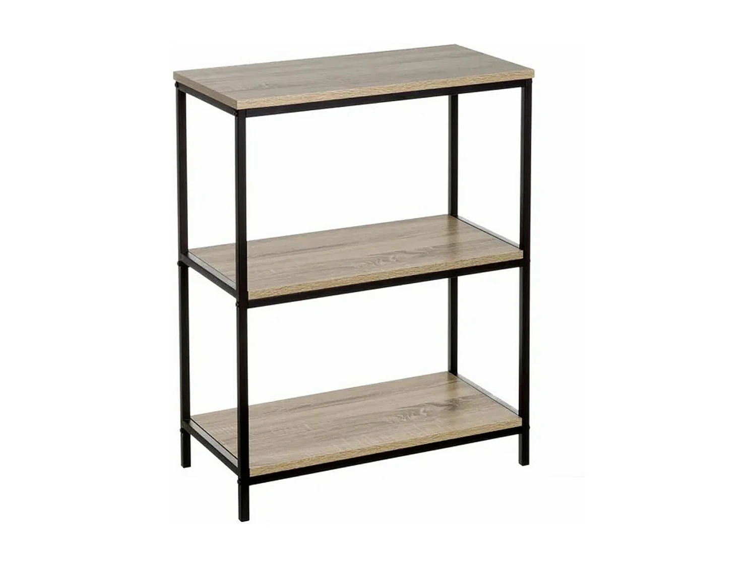 Bibliothèque meuble étagère coloris naturel/noir - Longueur 60 x Profondeur 30 x Hauteur 76 cm