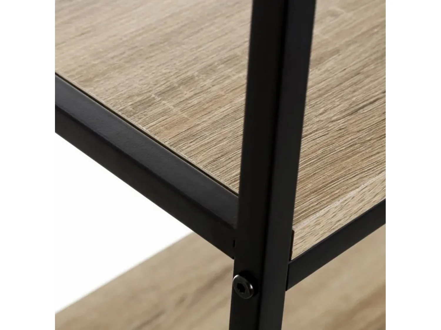 Bibliothèque meuble étagère coloris naturel/noir - Longueur 60 x Profondeur 30 x Hauteur 76 cm