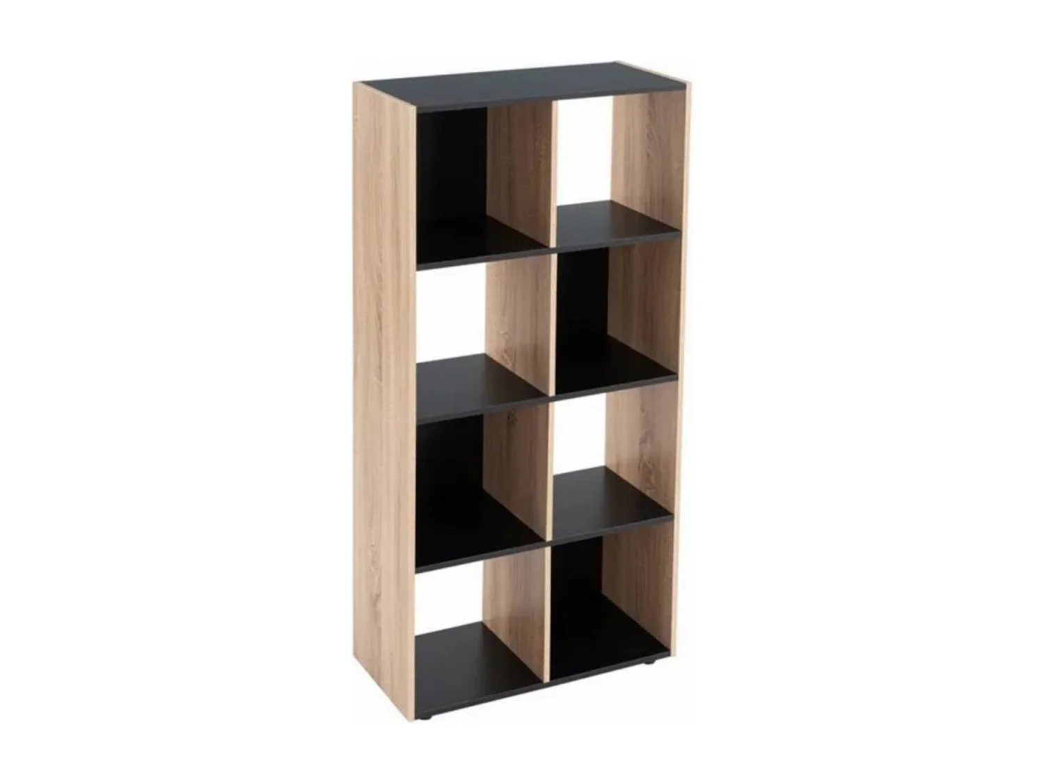 Bibliothèque meuble étagère coloris naturel/noir - Longueur 60 x Profondeur 29 x Hauteur 120 cm