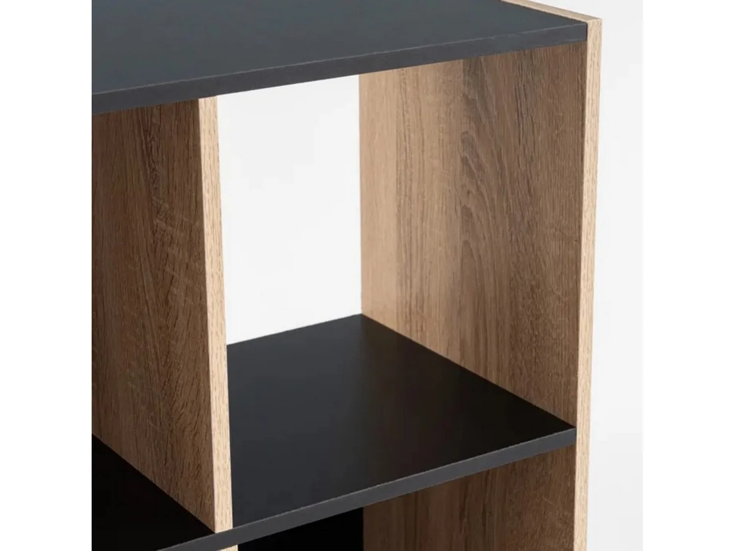 Bibliothèque meuble étagère coloris naturel/noir - Longueur 60 x Profondeur 29 x Hauteur 120 cm