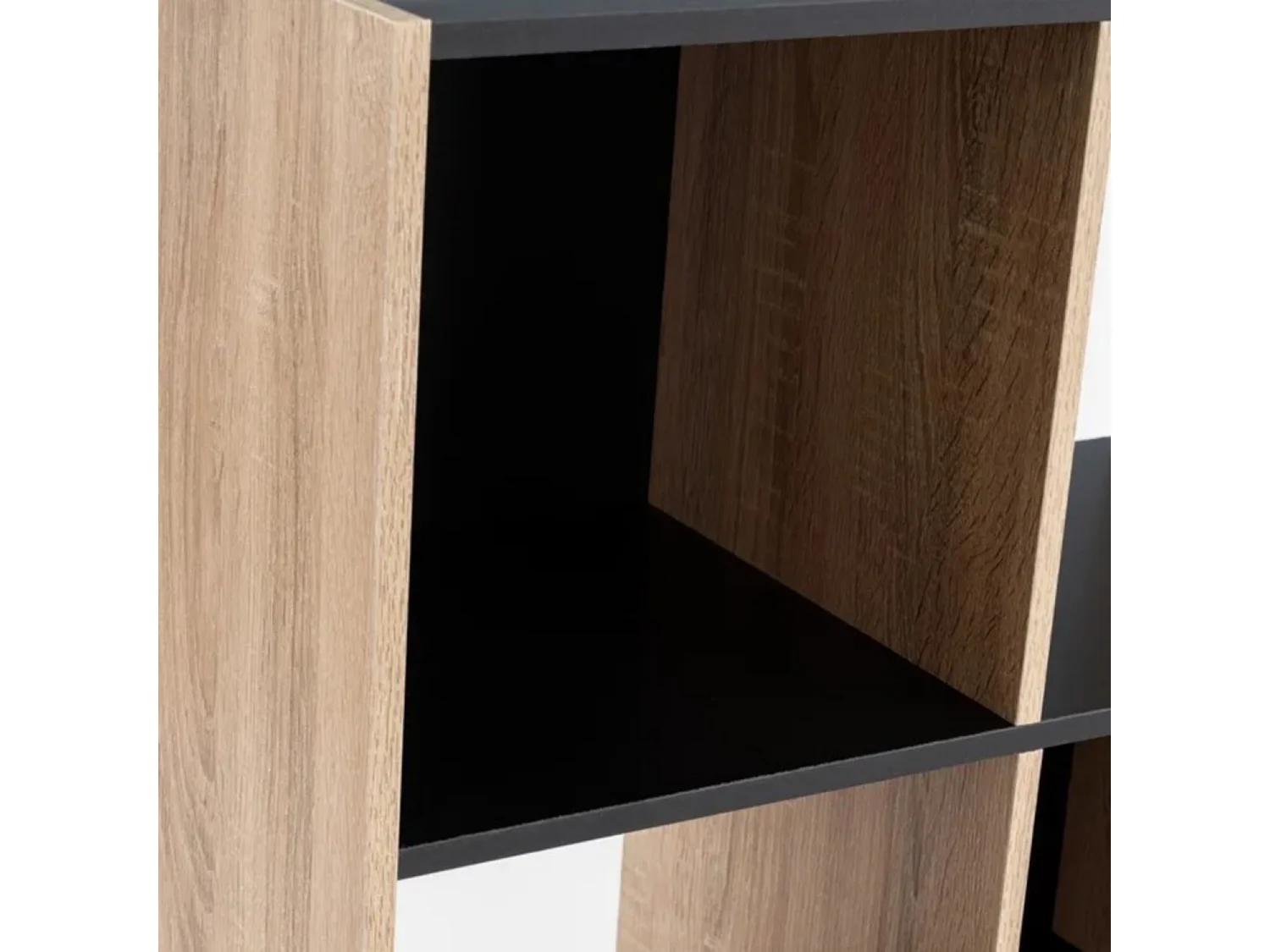 Bibliothèque meuble étagère coloris naturel/noir - Longueur 60 x Profondeur 29 x Hauteur 120 cm