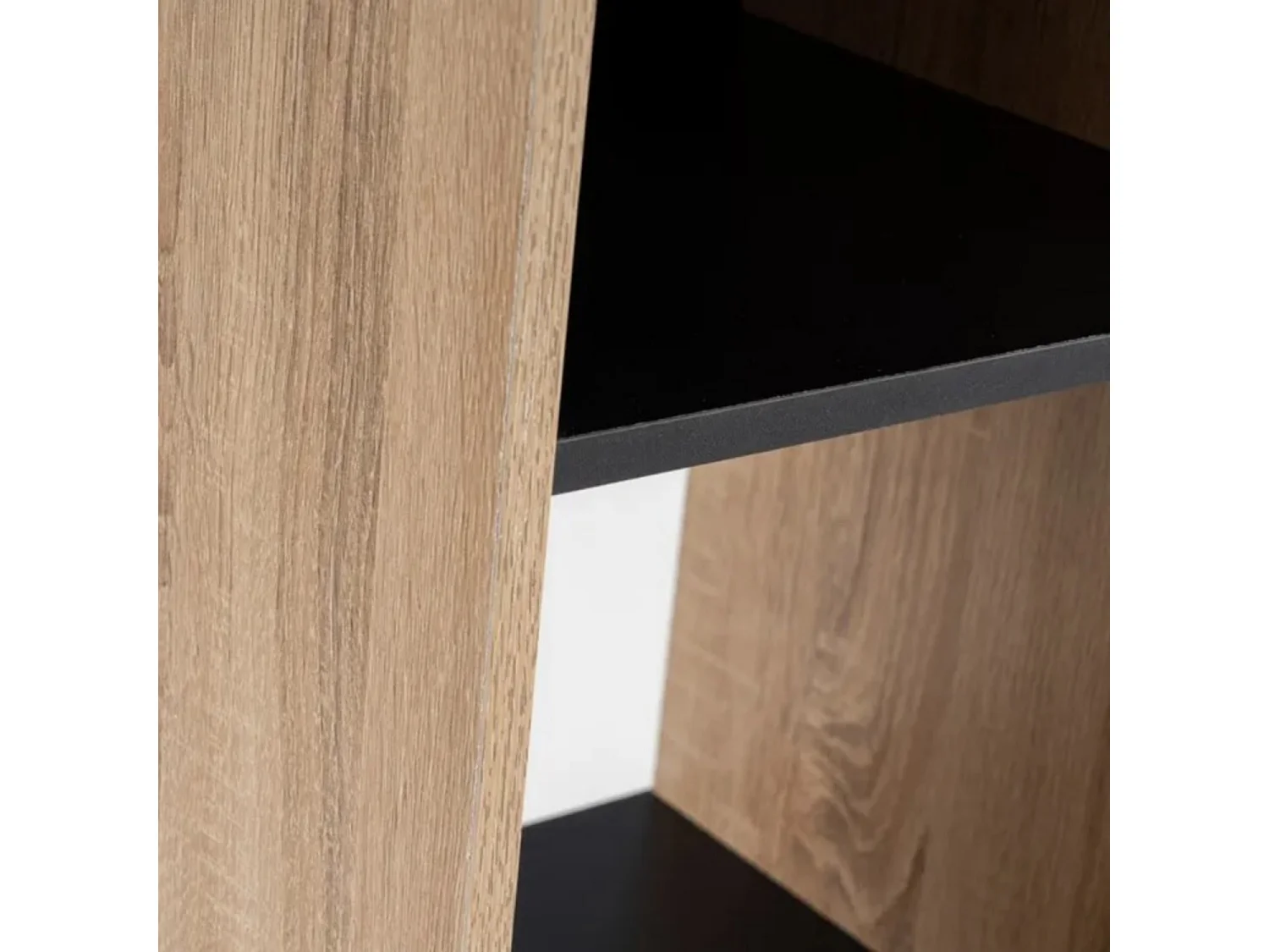 Bibliothèque meuble étagère coloris naturel/noir - Longueur 60 x Profondeur 29 x Hauteur 120 cm