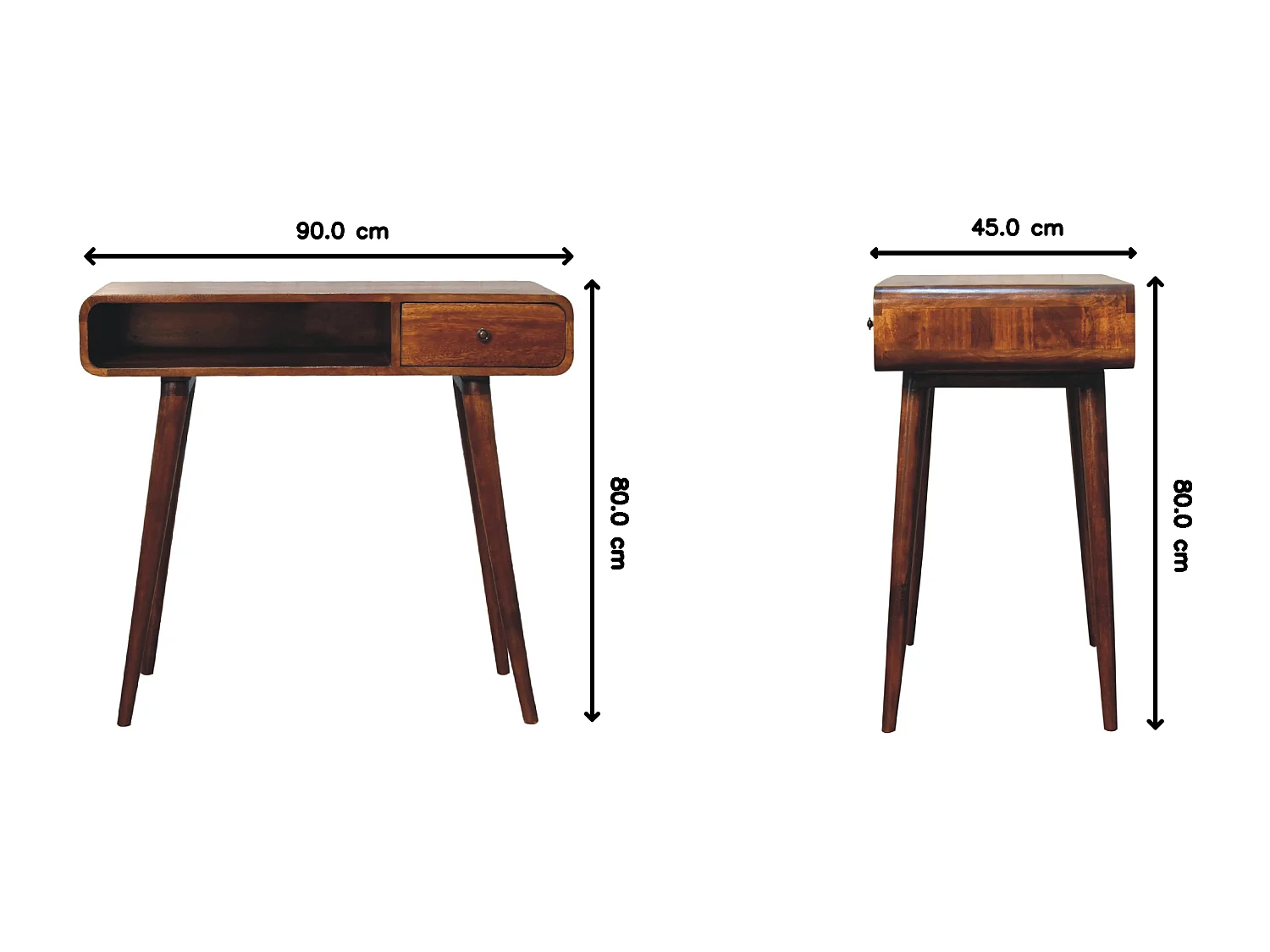 Biurko z zakrzywionym blatem z orzecha