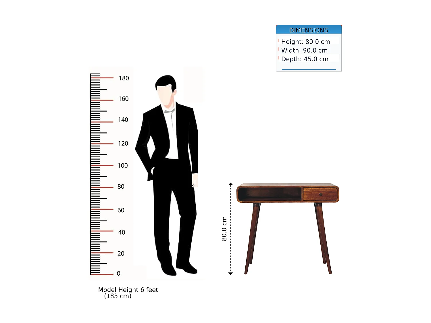 Biurko z zakrzywionym blatem z orzecha