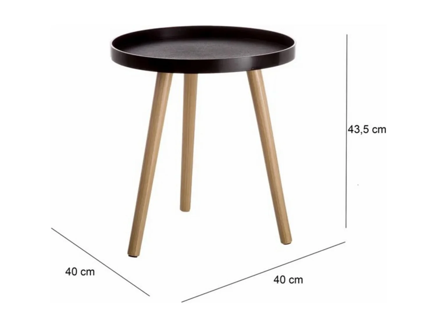 Table d'appoint coloris noir/naturel- Longueur 40 x Profondeur 40 x Hauteur 43,50 cm