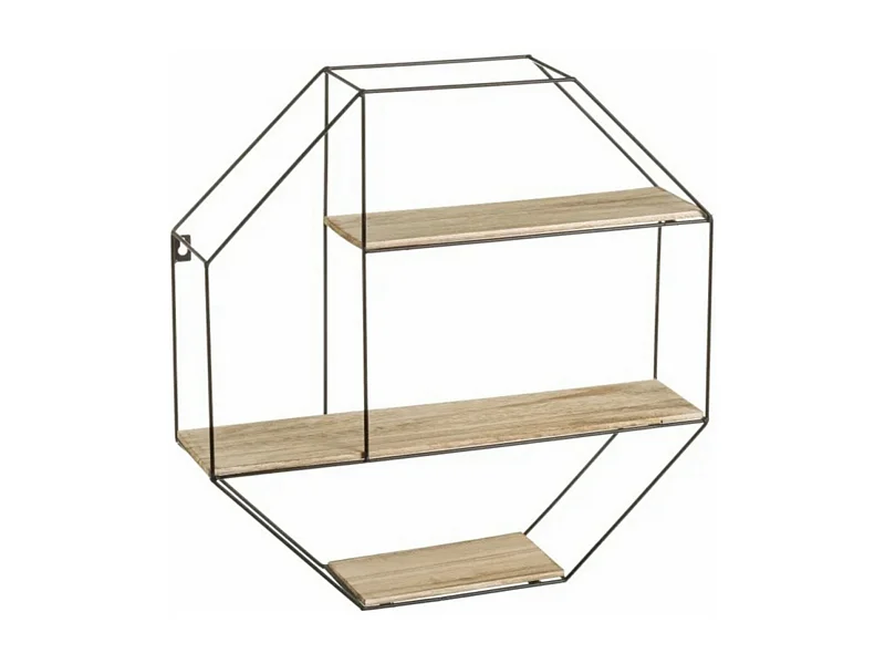 Bibliothèque étagère murale coloris naturel/noir - Longueur 51 x Profondeur 11,50 x Hauteur 51 cm