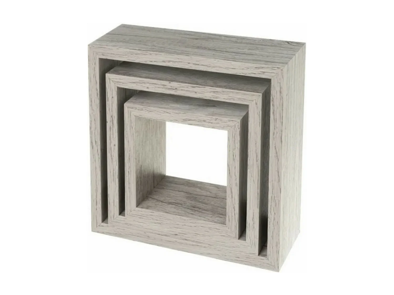 Set de 3 cubes étagères murales coloris gris - Longueur 25 x Profondeur 25 x Hauteur 9 cm
