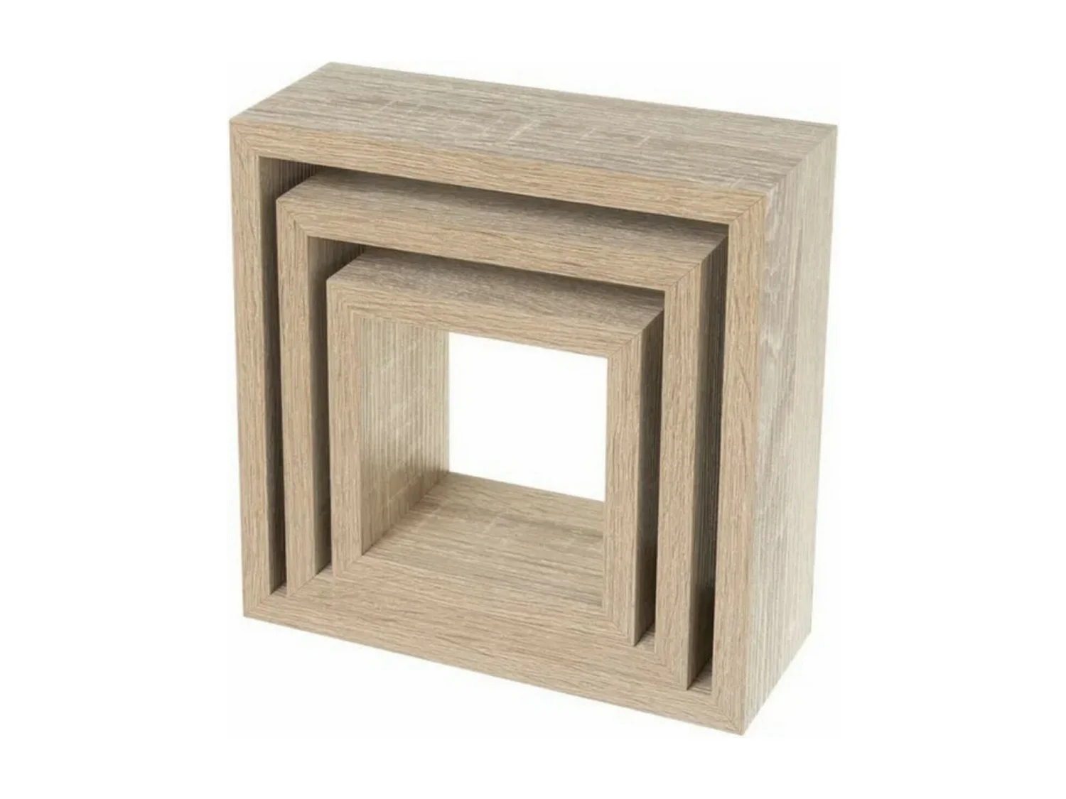 Set de 3 Cubes étagères murales Coloris Naturel - Longueur 25 x Profondeur 25 x Hauteur 9 cm