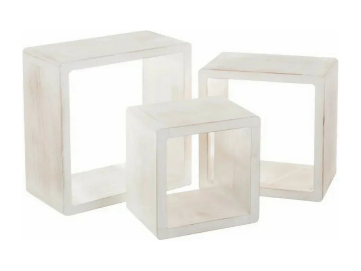 Set de 3 cubes étagères murales coloris blanc - Longueur 38 x Profondeur 38 x Hauteur 20 cm