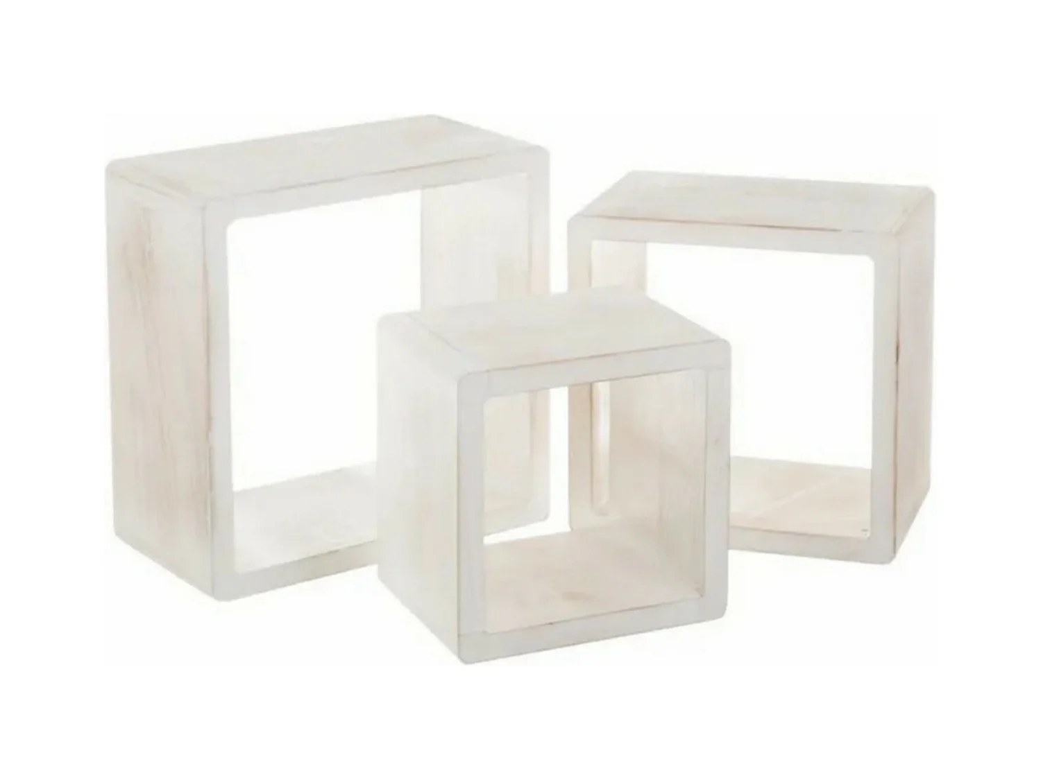 Set de 3 cubes étagères murales coloris blanc - Longueur 38 x Profondeur 38 x Hauteur 20 cm
