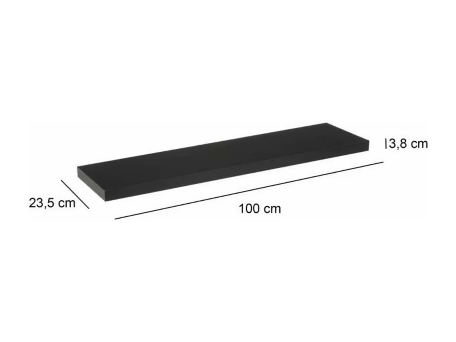 Etagère murale coloris noir - Longueur 100 x Profondeur 23,50 x Hauteur 3,80 cm