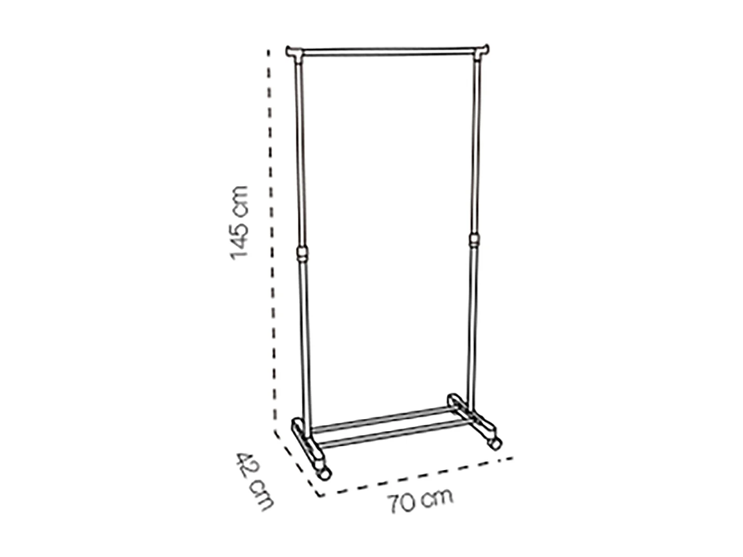 Portant en métal coloris noir - Longueur 70 x Profondeur 42 x Hauteur 145 cm.