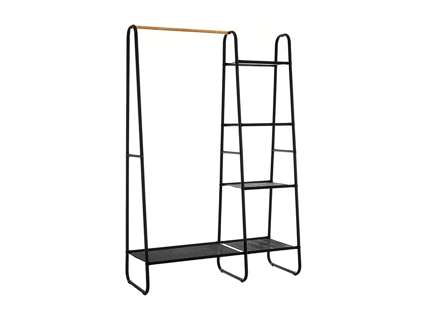 Porte-manteau, portant à vêtement avec 4 étagères coloris noir - Longueur 100,50 x Profondeur 39 x Hauteur 151 cm