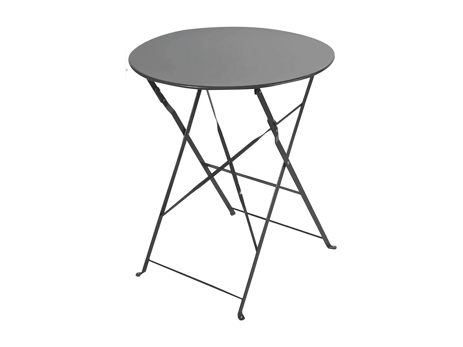Table de jardin, table à manger ronde pliante d'extérieur en métal coloris gris anthracite - Diamètre 60 x Hauteur 71 cm