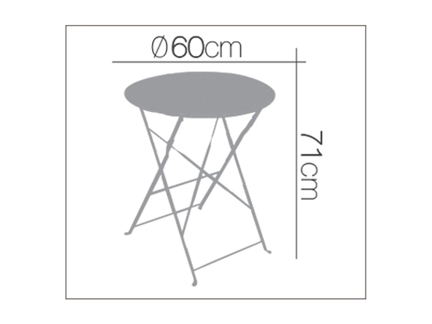 Table de jardin, table à manger ronde pliante d'extérieur en métal coloris gris anthracite - Diamètre 60 x Hauteur 71 cm