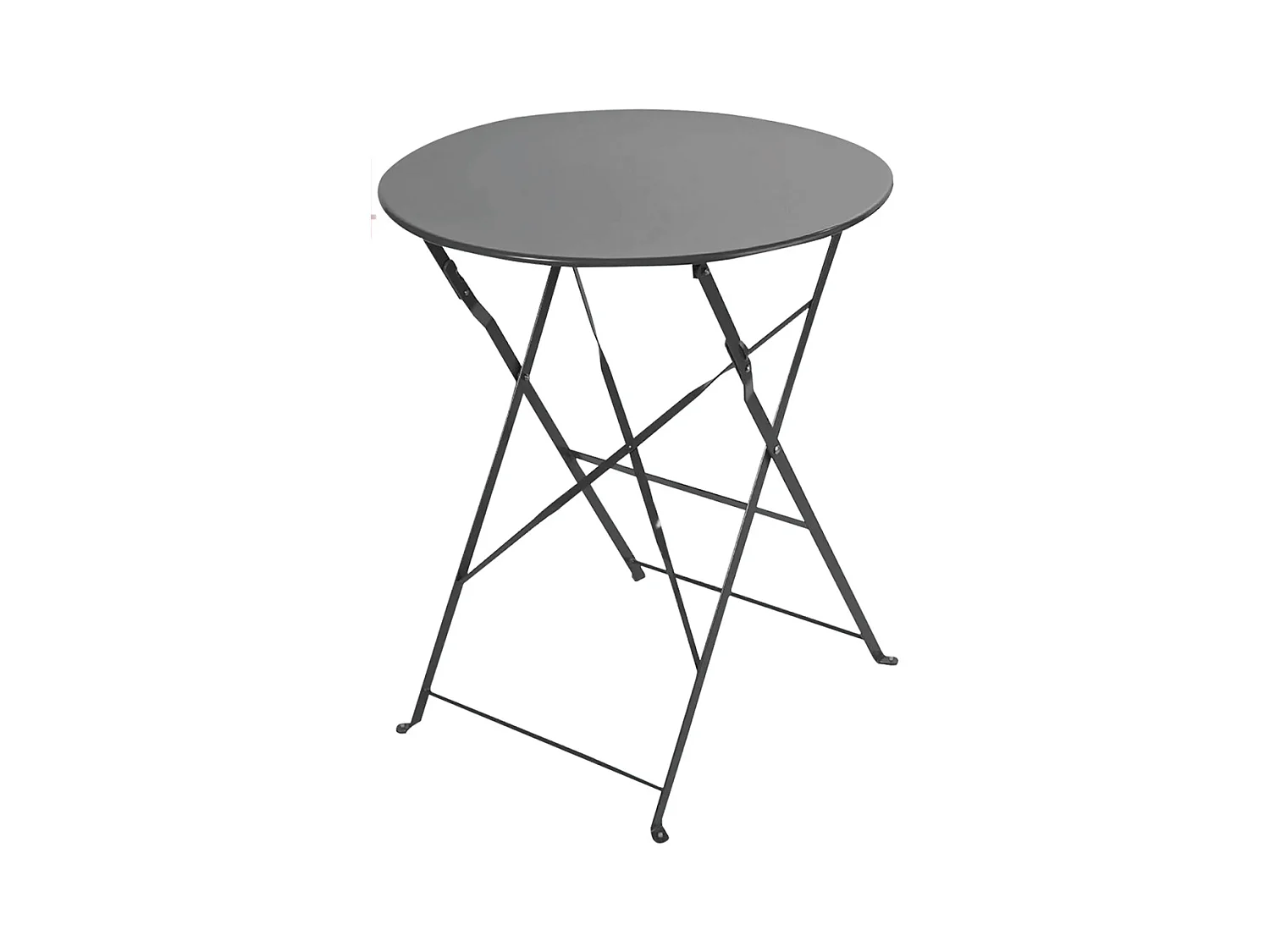 Table de jardin, table à manger ronde pliante d'extérieur en métal coloris gris anthracite - Diamètre 60 x Hauteur 71 cm