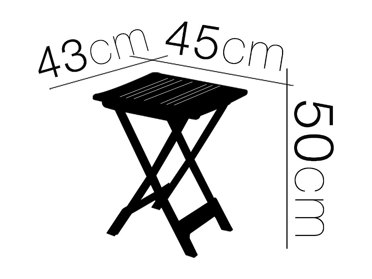 Table de jardin pliante d'extérieur coloris gris-Longueur 45 x Profondeur 43x Hauteur 50cm