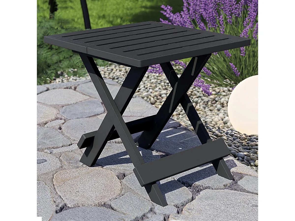 Table de jardin pliante d'extérieur coloris gris-Longueur 45 x Profondeur 43x Hauteur 50cm