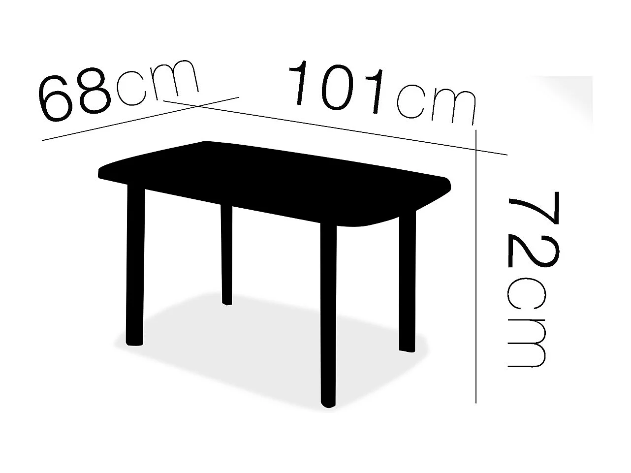 Table de jardin, table de salle à manger d'extérieur coloris gris anthracite - Longueur 101 x Profondeur 68 x Hauteur 72 cm