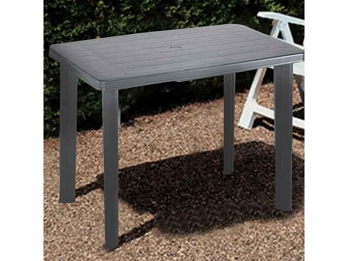 Table de jardin, table de salle à manger d'extérieur coloris gris anthracite - Longueur 101 x Profondeur 68 x Hauteur 72 cm