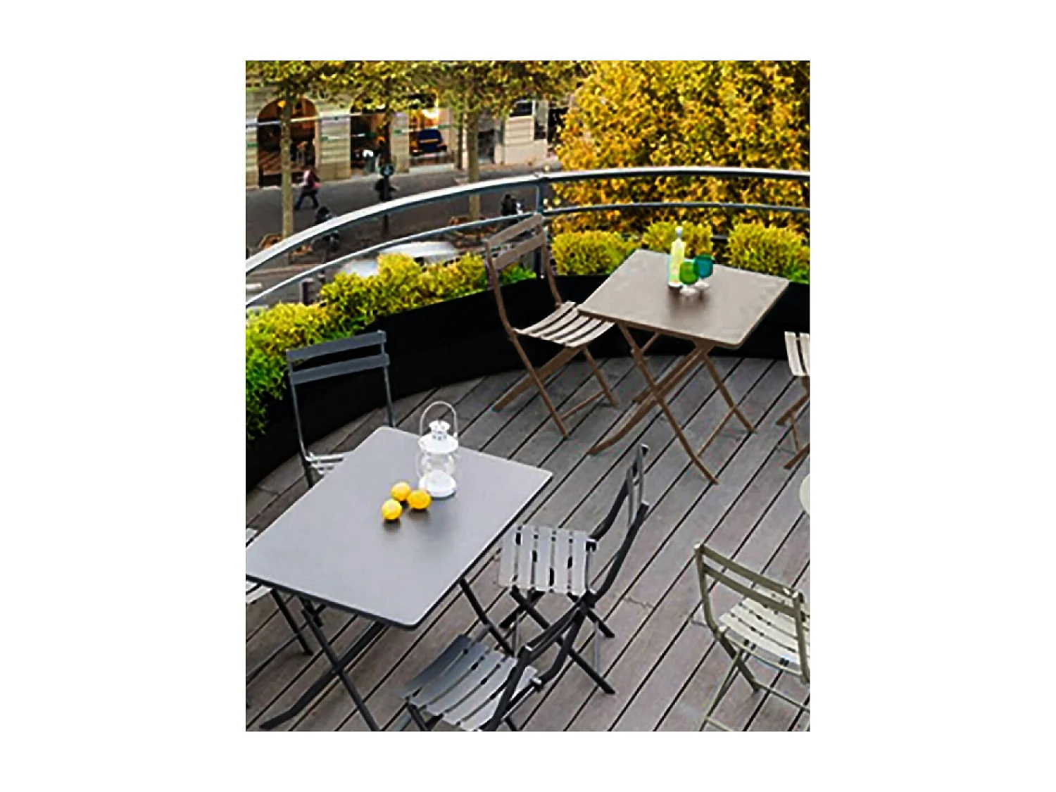 Table de jardin, table à manger pliante d'extérieur couleur taupe