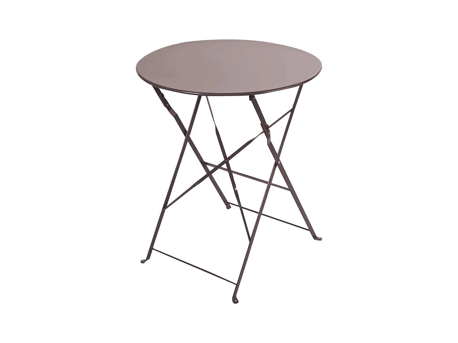 Table de jardin, table à manger ronde pliante d'extérieur en métal coloris taupe - Diamètre 60 x Hauteur 71 cm