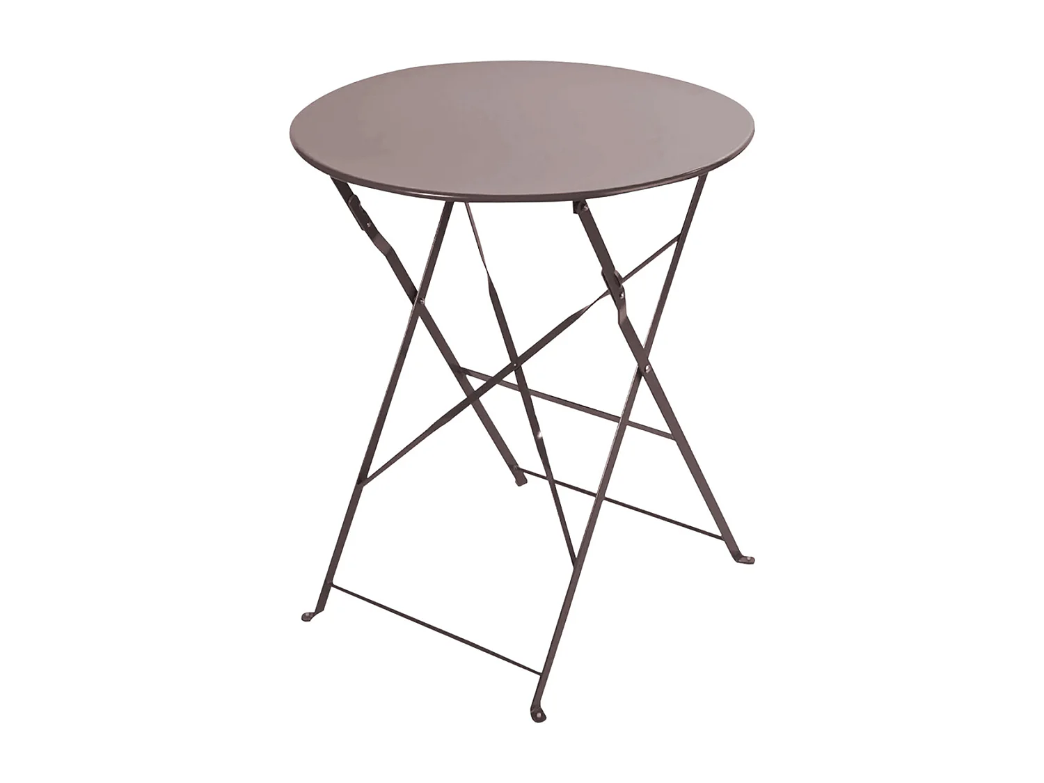 Table de jardin, table à manger ronde pliante d'extérieur en métal coloris taupe - Diamètre 60 x Hauteur 71 cm