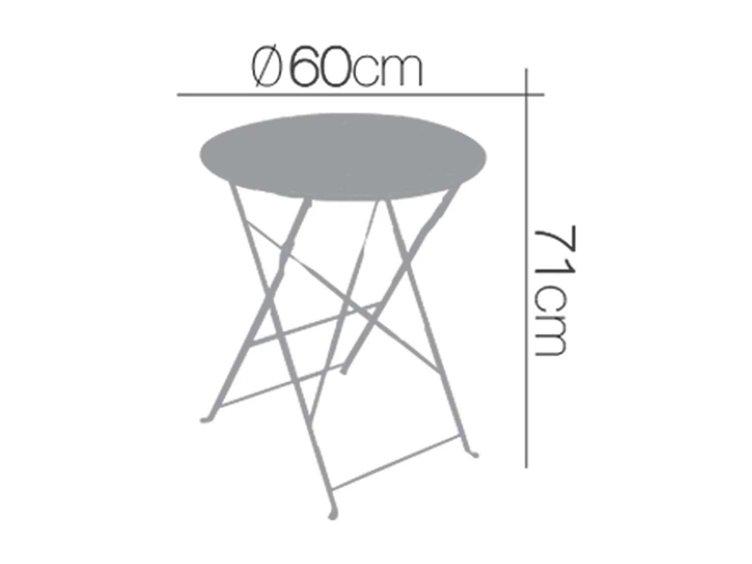 Table de jardin, table à manger ronde pliante d'extérieur en métal coloris taupe - Diamètre 60 x Hauteur 71 cm