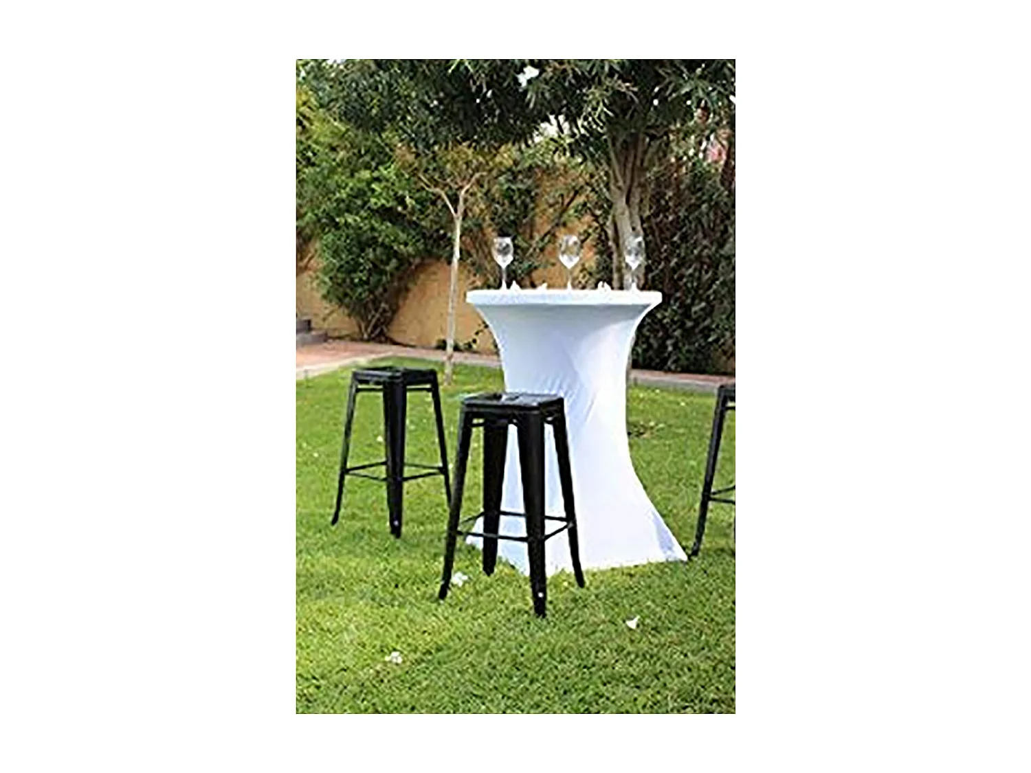 Table haute pliable, table cocktail d'extérieur, table de jardin avec pieds en acier-Diamètre 80 x Hauteur 110 cm-